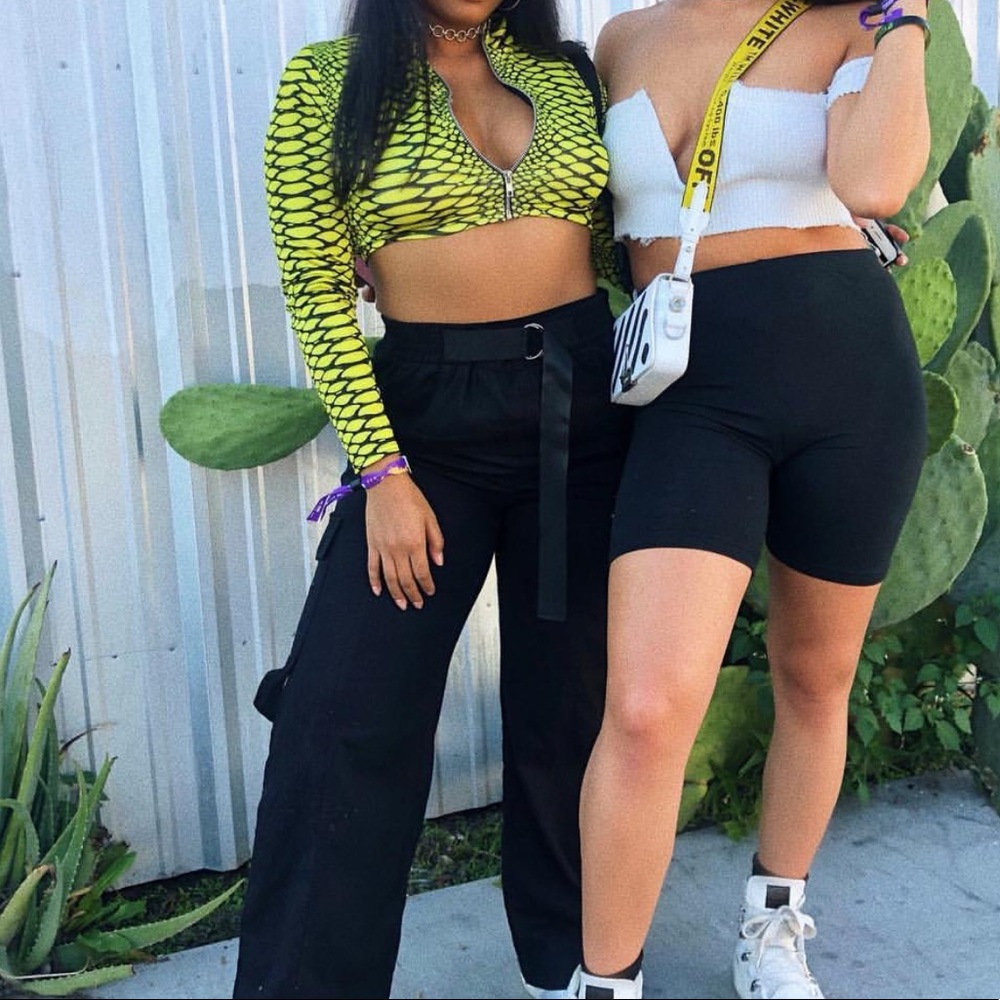 Snake Print zip up crop top